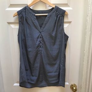 Navy Geometric Print Tunic Top Sz L EUC